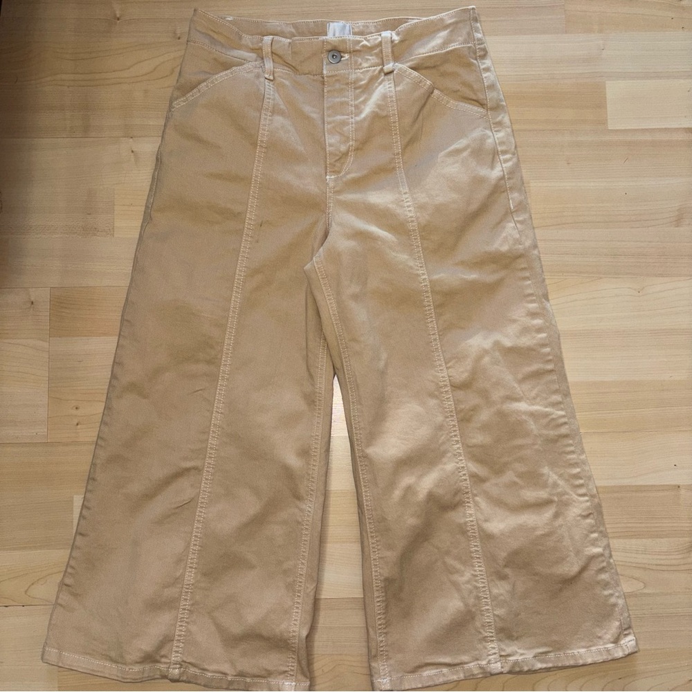 MAEVE The Delaney Crop Clean-Seamed High-Rise Wide-Leg Jeans 29P Soft Beige - Picture 4 of 12